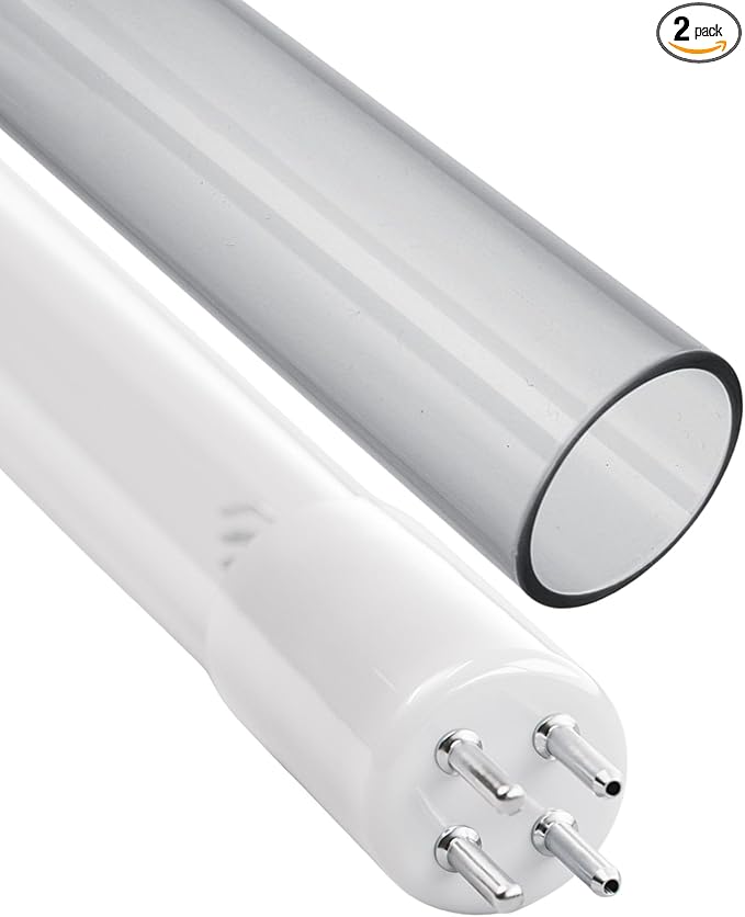 LSE Lighting Combo Package UV Bulb & Quartz Sleeve for Neptune WTA4-450, WTA-476D | 18" 4-Pin UV Lamp & Quartz Glass Tube | Replacement Kit | Designed in USA