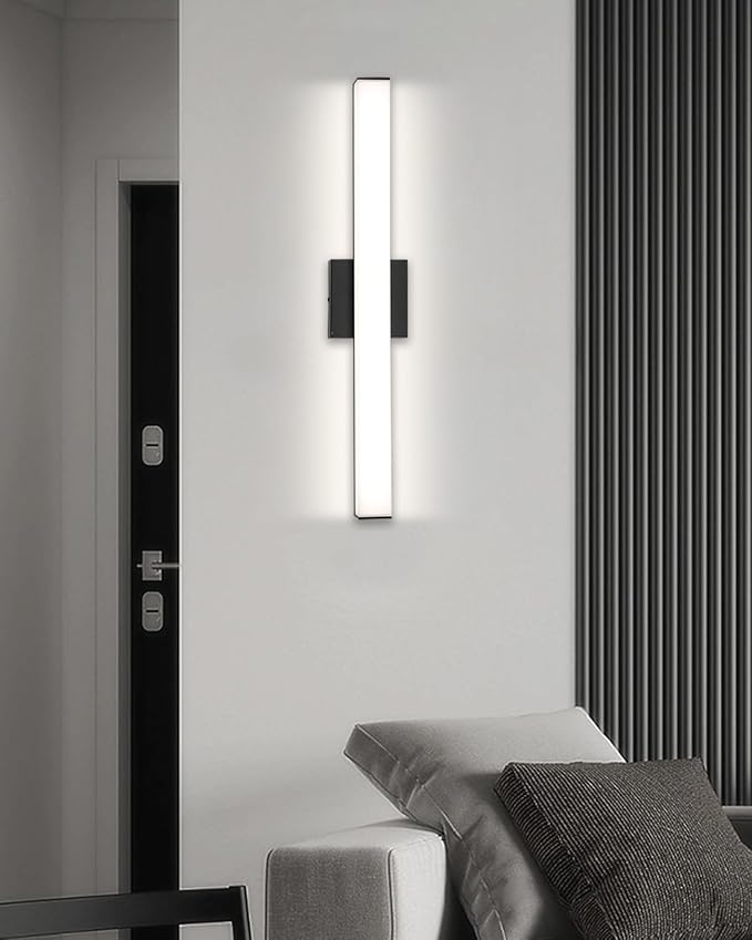 Bathroom Vanity Light Brushed Nickel Square LED 24 inch 14W 4000K Natural White Light Wall Bar Lighting Fixtures Over Mirror (Matte Black, 24inch 4000K Dimmable)