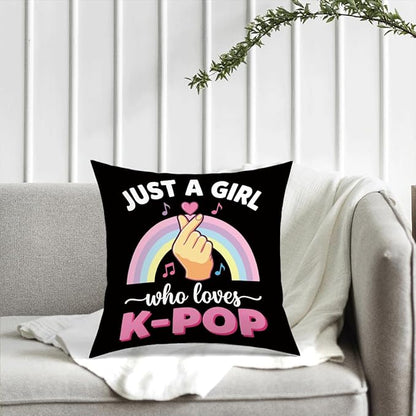 K-pop Decor, Just a Girl Who Loves K-pop Room Decor, Rustic Anime Lovers Throw Girls K-pop Gifts Pillow Covers for Living Room Home Girl Bedroom Decoration Gifts-Rainbow