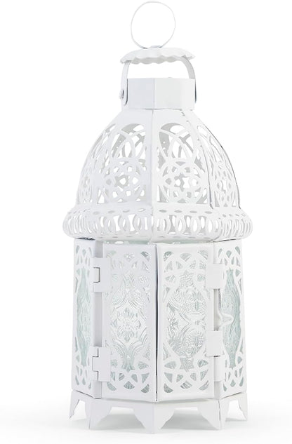 Gifts & Decor White Fancy Antique Lattice Candle Lantern with Stand