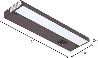 Getinlight 12-inch 3 Color Levels LED Under Cabinet Lighting, Hardwired or Plugged-in, Selectable White 2700K/3000K/4000K, Dimmable, Bronze Finished, IN-0210-1-BZ