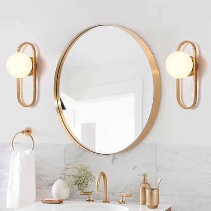 Bektas Gold Wall Lamp Sconces Set of 2 with White Globe Glass Shade - Living Room & Bedroom Wall Lights ETL Listed