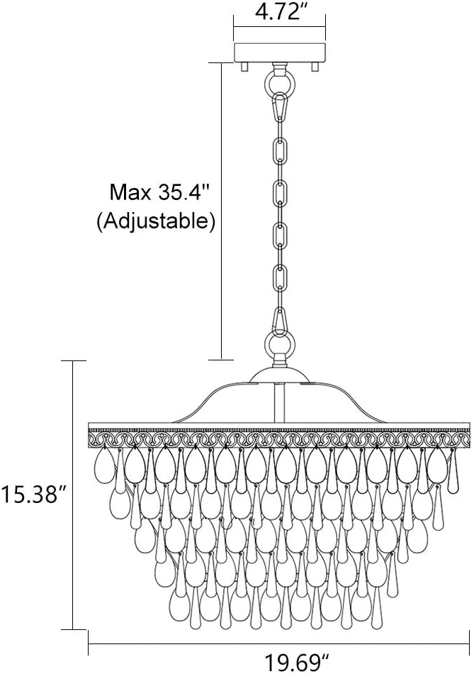 Wellmet Crystal Chandelier, 6-Light 5 Tiers Farmhouse Bronze Ceiling Lighting Fixture, Modern Foyer Dining Room Chandeliers for Bedroom, Hallway, Bar, Kitchen, W20-inch