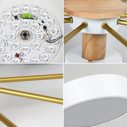 LED Ceiling Light Fixture,26 Inch 3-Lights Modern Ceiling Lights Flush Mount Wooden 24W Dimmable Chandelier for Living Room Bedroom Kitchen,3000K/4000K/6000K Temperatures Selectable White