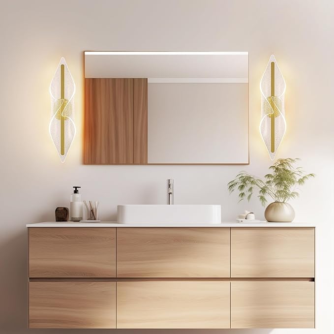 Modern Wall Sconce Lights Gold Wall Lghting LED Dimmable Wall Lamp for Living Room Hallway Bathroom Bedroom Stairs Indoor 22.4In