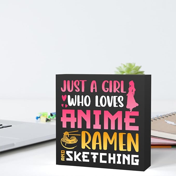 Anime Decor, Just a Girl Who Loves Anime Anime Room Decor Wood Sign, Girls Anime Gifts Rustic Anime Lovers Wooden Sign for Home Living Room Girl Bedroom Decoration Gifts