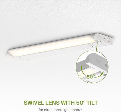 ASD Swivel LED Under Cabinet Lighting Plug in or Hardwired 24 Inch, Dimmable Under Cabinet Lights with High/Low/Off Switch, 3CCT 2700K-4000K, Linkable Under Counter Lights for Kitchen, White, ETL