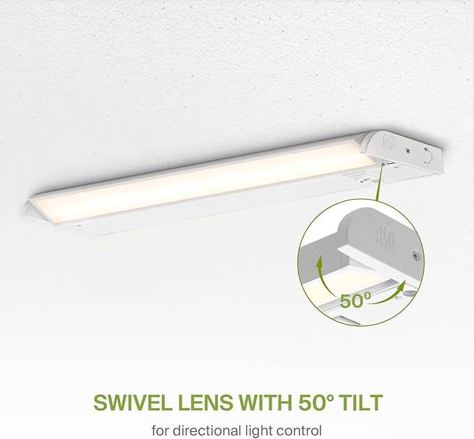 ASD Swivel LED Under Cabinet Lighting Plug in or Hardwired 32 Inch, Dimmable Under Cabinet Lights with High/Low/Off Switch, 3CCT 2700K-4000K, Linkable Under Counter Lights for Kitchen, White, ETL