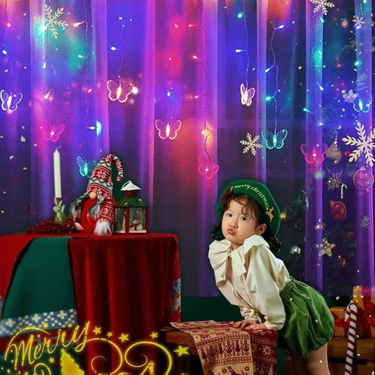 Butterfly Curtain Fairy String Lights, 120LED 8 Modes USB Powered Timer Firefly Twinkle Light with Romote, 14.7FT Copper Wire Hanging Decoration for Room, Wedding, Bedroom, Party, Christmas Decor