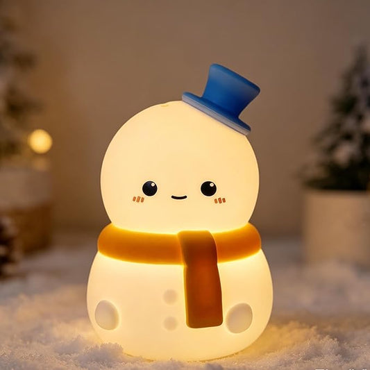 IN HAPPY Cute Snowman Night Light for Kids, Squishy Silicone Nursery Lamp, USB Rechargeable Kawaii Cordless Lamp, Home Decor & Christmas Stocking Stuffers Gifts for Toddlers, Girls, Women (Snowman)