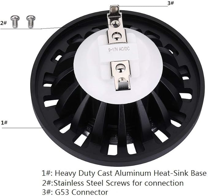 Arrownine PAR36 LED Landscape Bulb 6W 9-17V,Water Resistant for Low Voltage Landscape Lighting Outdoor Well Lights Flag Pole Tree Uplights Black Finish White 5000 Kelvin