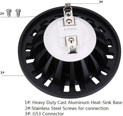 Arrownine PAR36 LED Landscape Bulb 9-17V,Water Resistant Dimmable for Low Voltage Landscape Lighting Outdoor Well Lights Tree Flag Pole Uplight 10W Warm White 2700K Black Finish