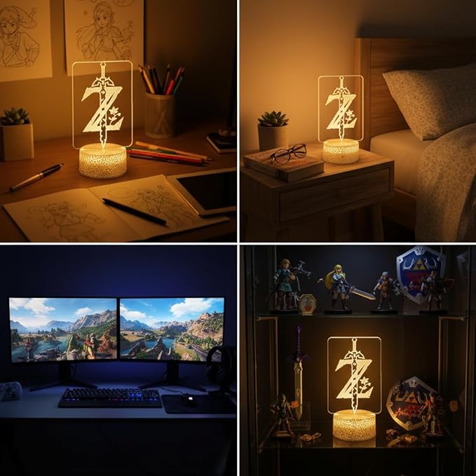 3D Night Light, 16 Color Changing Cartoon USB Desk Lamp, Crest of Hyrule Illusion Lighting with Remote Control for Home Decor Gift for Kids. (1)