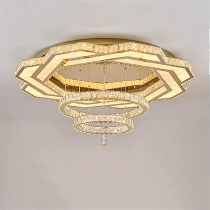 Flashing God Modern Crystal Chandelier,Large Ceiling Chandelier Gold Pendant Lighting Crystal Ceiling Light for Dining Living Room Bedroom
