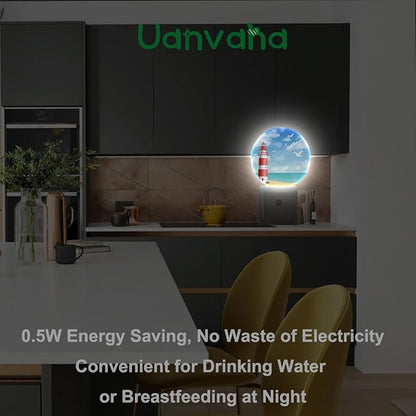 Lighthouse Seabirds Night Lights Plug into Wall Ocean Beach Seagull Blue Sunny Sky Clouds LED Dusk to Dawn Plug-in Nightlight Auto Sensor for Bedroom Bathroom Hallway Living Room