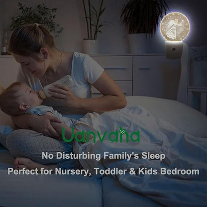 Angel Night Lights Plug into Wall White Angel Wings Cute Plug-in Nightlight Auto on/Off Dim Light Wall Light Sleep Friendly for Boys Girls Room Decor & Holiday Gifts