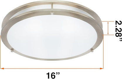 Sylvania 16" Saturn Ring LED Light Fixture, 35W, 5 Temperature Select, Dimmable, 2500 LMS, Brushed Nickel, for Family Rooms/Hallways/Kitchens/Bedrooms - 1 Pack (67229)