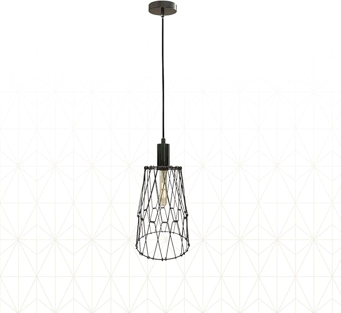Royal Designs, Inc. Foldable Industrial Metal Pendant Light with Adjustable 7 ft Long Lamp Cord & Canopy, Create 9 Different Shapes, Gunmetal, Single