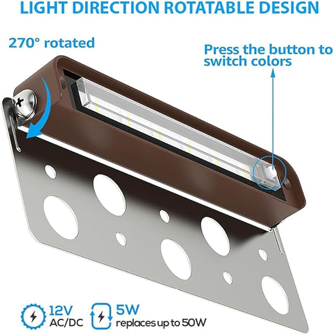 rosykite LED Retaining Wall Lights 8-Pack, 7 Inch 5W Hardscape Paver Lights, 5CCT 2200K-5000K, 270° Rotatable Low Voltage 12-24V Outdoor Step Lights, ETL Listed Landscape Lights for Deck Stairs Patio