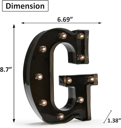 OYCBUZO Light Up Black Alphabet Marquee Letters Sign LED Marquee Number Lights Sign for Night Light Home Bar Christmas Lamp Birthday Party Wedding Decoration G