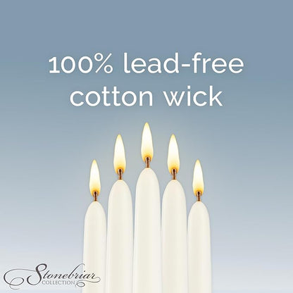Stonebriar Tall 10" White Unscented 30 Count Taper Candles, 7 Hour Burn Time
