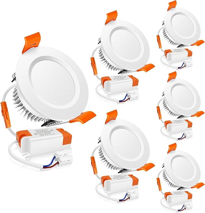2 Inch LED Downlight, 3W Recessed Lighting Dimmable Ceiling Light Kit, 2700K Ultra Warm White, CRI80 White LED Can Lights with Driver(35W Halogen Equivalent), 6 Pack