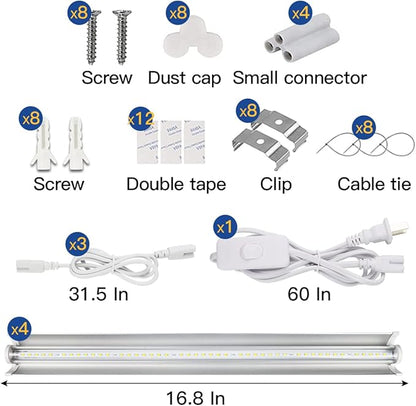 GYTF T5 LED Grow Lights, 204pcs Bulb 5000K White Full Spectrum Plant Light Strips for Indoor Plants, Shelves Greenhouse Seedling, End-to-End Connectable with V-Shaped Reflector