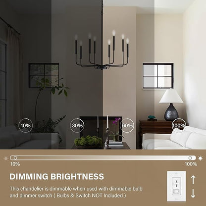 Modern Black Chandelier for Dining Room,Metal 8-Light Kitchen Light Fixtures, Farmhouse Candle Hanging Pendant Light for Living Room Entryway Foyer Bedroom (Bulbs Not Included)