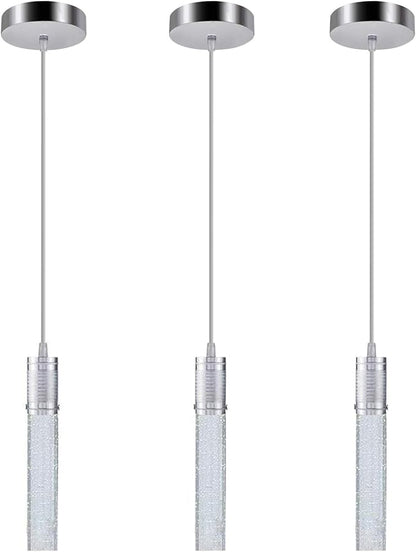 3 Lights Independent Kitchen Island Dining Room Light Pendant Light Fixtures Bubble Crystal Chandeliers Modern Kitchen Island Lighting Chandeliers Fixtures LED Lampara, 6000K LED Bulbs Included