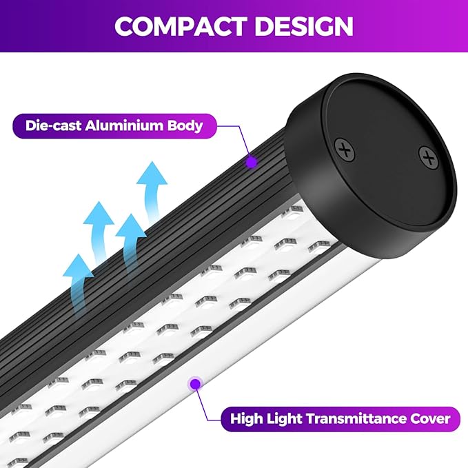 72W Black Light Bar - Upgraded 4ft Blacklight Bar 395nm to 405nm LED Black Lights Premium Floor Stand UV Light Bar with Power Cord, Plug, Switch for Glow Party, Halloween (1 Pack)