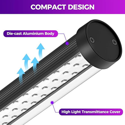 72W Black Light Bar - Upgraded 4ft Blacklight Bar 395nm to 405nm LED Black Lights Premium Floor Stand UV Light Bar with Power Cord, Plug, Switch for Glow Party, Halloween (1 Pack)