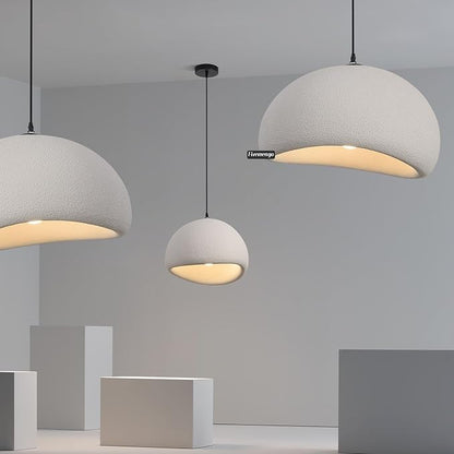 19.7in Wabi Sabi Pendant Light, Kitchen Island Lighting Fixture Ceiling Mount Japanese Lamp Japandi Chandelier for Dining Living Room Hallway Bedroom Restaurant Hanging Lamp, Grey 1 Pack