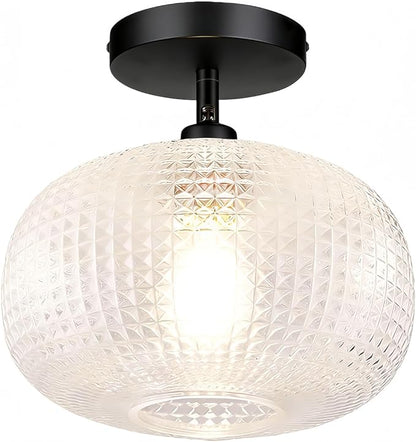 Semi Flush Mount Ceiling Light,Globe Glass Ceiling Lights,Black Hallway Light Fixtures,Entryway Light Fixture,Kitchen Lighting Fixtures Ceiling,Modern Hanging Lighting for Closet,Foyer