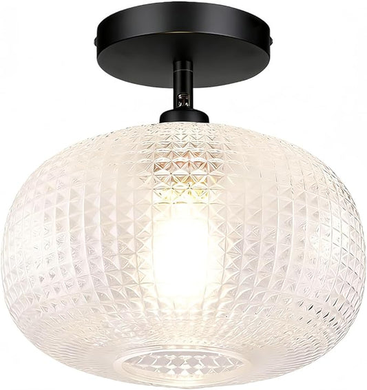 Semi Flush Mount Ceiling Light,Globe Glass Ceiling Lights,Black Hallway Light Fixtures,Entryway Light Fixture,Kitchen Lighting Fixtures Ceiling,Modern Hanging Lighting for Closet,Foyer