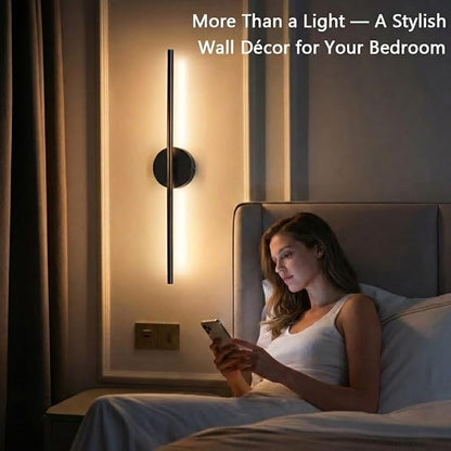 Rechargable Wall Sconce Set of Two, Modern Wireless USB Sconce Lights with Remote, 28.35Inch Dimmable Indoor Home Wall Decor Lights for Bedroom, Living Room, Hallway (Black/Round)