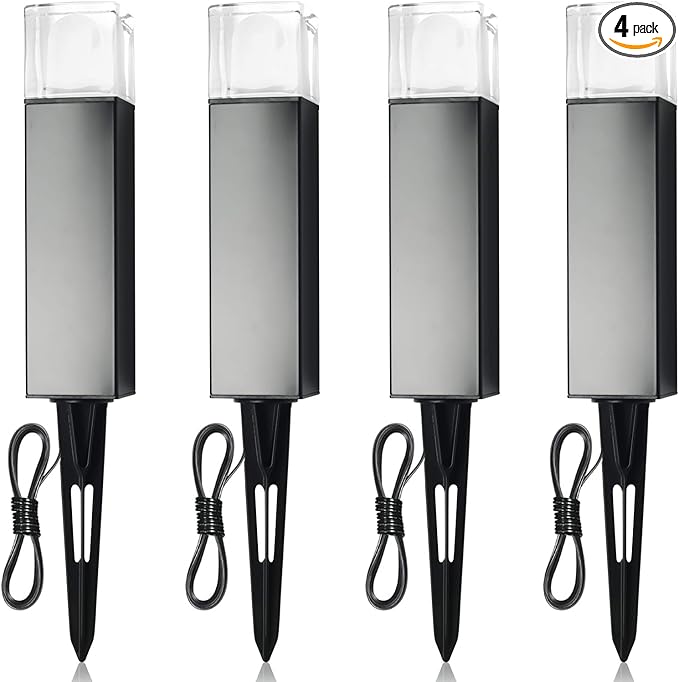 Outdoor Landscape Lighting Low Voltage Garden Landscape Lights Pathway Lights Yard Lights Driveway Lights, Aluminum Construction Waterproof 12V 3W 3000K Warm-Yellow Light（4-Pack）