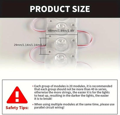 Super Bright LED Module, Storefront Window LED Module Light Box Advertising Sign Inflatable Light for Halloween Christmas - 100PCS, 49.8Ft, 160LM Waterproof DC12V (White-4830, No Power Supply)