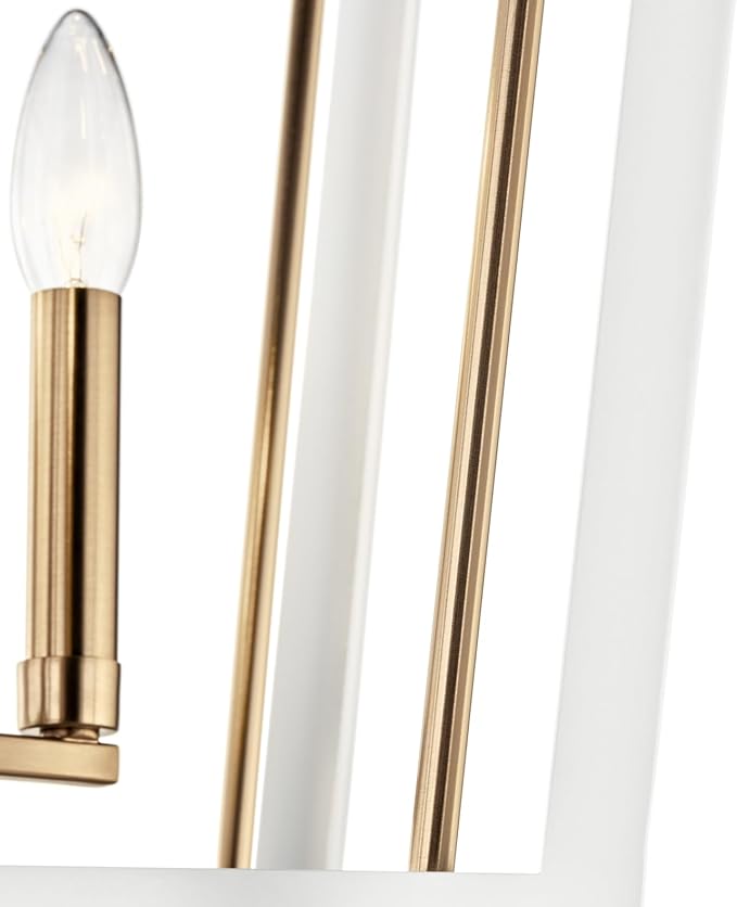 Kichler Delvin 4-Light Pendant Light Fixture with Clear Glass and White Cage in Champagne Bronze, Updated Traditional Hanging Light for Kitchen Island, Dining Room, or Foyer (16" x 24"), 52619CPZWH