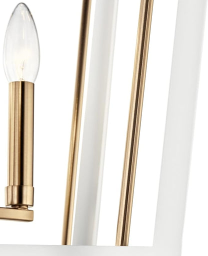Kichler Delvin 4-Light Pendant Light Fixture with Clear Glass and White Cage in Champagne Bronze, Updated Traditional Hanging Light for Kitchen Island, Dining Room, or Foyer (16" x 24"), 52619CPZWH
