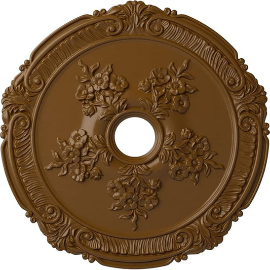 26"OD x 3 3/4"ID x 1 1/2"P Attica with Rose Ceiling Medallion (Fits Canopies up to 4 1/2"), Hand-Painted Smokey Topaz