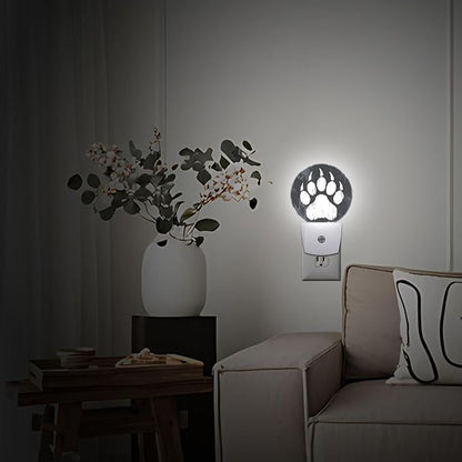 Animal Bear Paw Print Night Light Auto Sensor Led Dusk to Dawn Lamp Home Decor for Men Women