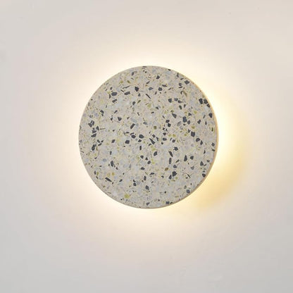 Round Wall Sconce Light,Modern Warm Light for Living Room,Led White Cement Wall Lamp Hardwired,Minimalist Flat Wall Mount Light ,Indoor Sconces Lighting for Bedroom,Hallway,Hotel,8w 3000k Wall Decor