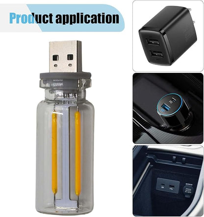USB LED Car Interior Atmosphere Light, Plug-in USB Automotive Ambient Lighting Retro Car Lamps, Mini LED Car Interface Charging Night Light for Hallway Car Bedroom (Warm Light)