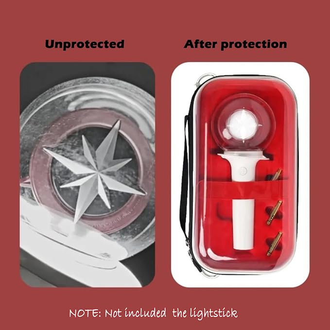 Case for Strays Lightstick - Clear Travel Carrying Storage Bag Holder for Ver.1 / Ver.2 Light Stick - Crossbody Protective Cover Merch for K-pop Fans Gift (Red)