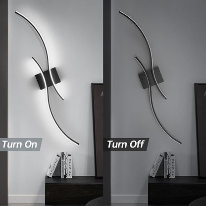 CANEOE Modern Led Wall Light, 39inch Black Indoor Led Wall Sconce Lighting, Bathroom Vanity Light Fixtures Over Mirror for Living Room Hallway Bedroom Bedside Wall Lamp (Cool White, 6000K)