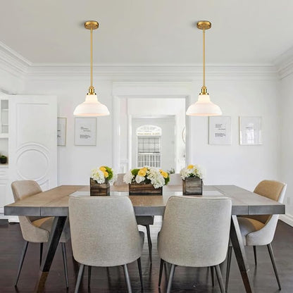 HOLKIRT Modern Pendant Light Fixtures Gold Pendant Lights Kitchen Island Hanging Lights for Bedroom Dining Room Bathroom with Dome Opal Glass,Adjustable Height