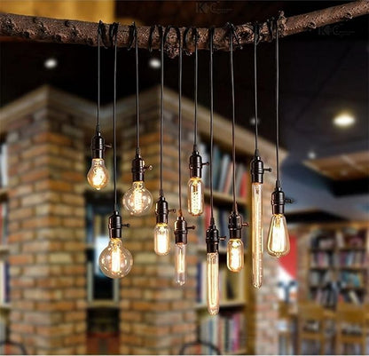 T30 Tubular Edison Light Bulb 40W Amber Vintage Edison Bulb Incandescent Filament Bulb T300 E26 2200K Dimmable Antique Golden Tinted Glass Bulb for Wall Sconce Pendant Lighting(4 Pack)