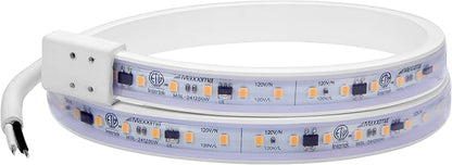 Maxxima 24 in. Hardwired LED Under Cabinet Strip Light, 920 Lumens, 3000K Warm White, Kitchen and Living Room 120V White Cove Lighting, No Power Supply Needed