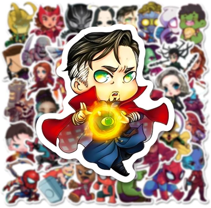 200PCS Cartoon Character Superhero Stickers for Kids Waterproof Vinyl Superhero Stickers Bulk for Water Bottles Skateboard Luggage Laptop Bumper Boys Teens Adults