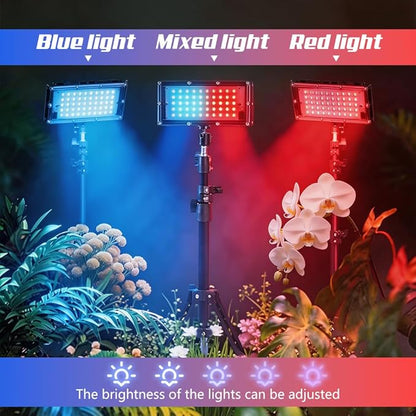 Grow Light for Indoor Plants,LED Plant Grow Light with Adjustable Tripod Stand 32.7”-61.6”,Red Blue Spectrum,USB Powered with 3/9/12H Timer,360° Adjustable Panel for Seedlings,Herbs,Home Garden